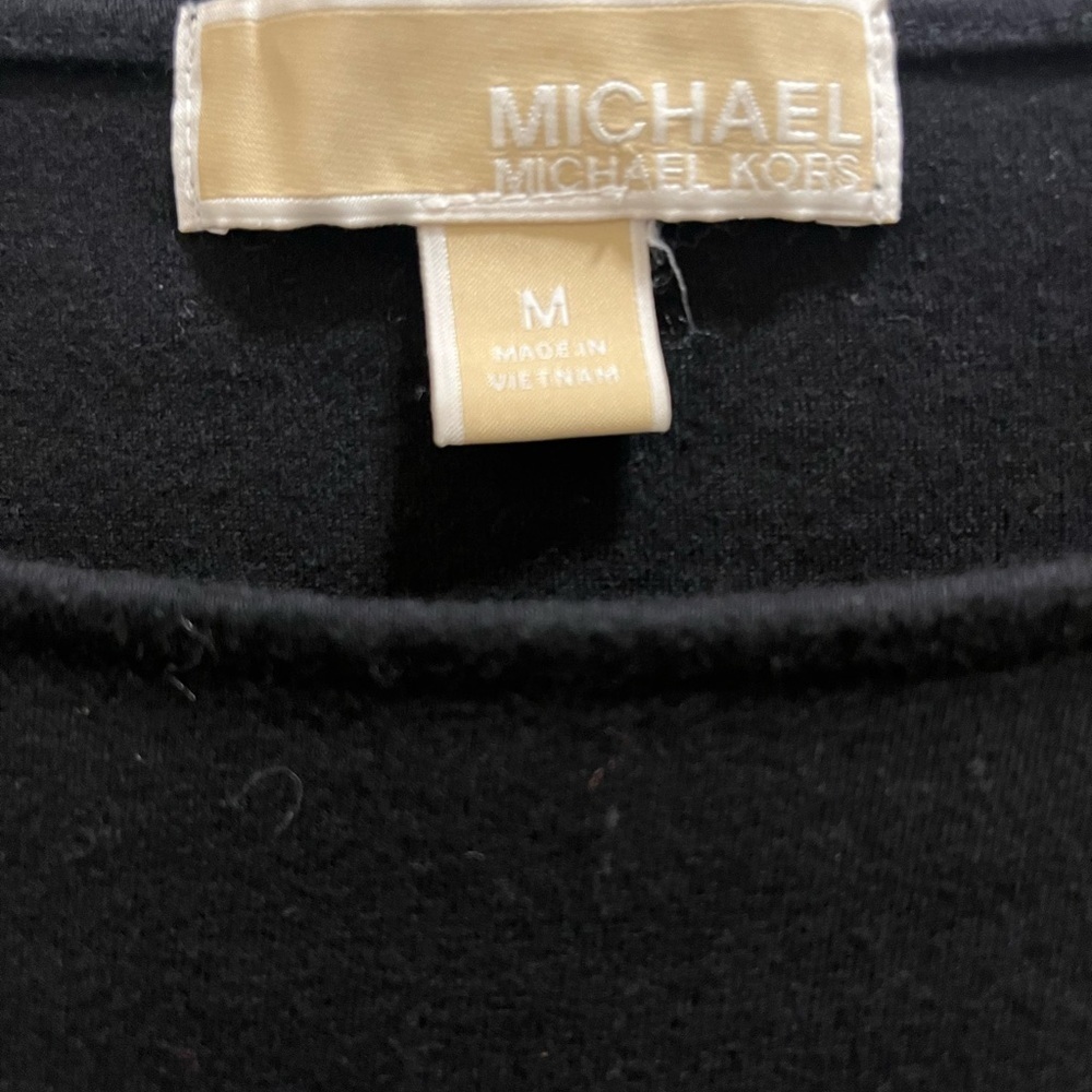 Michael Kors Black Blouse With Gold Hardware with Zippered Sleeves - Picture 4 of 7